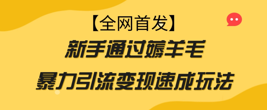 【全网首发】新手通过薅羊毛暴力引流变现速成玩法-全网第一网赚项目资源库-中赚网 & 中创网 & 冒泡网 & 福缘网 - 小本轻创业与优质加盟项目首选平台