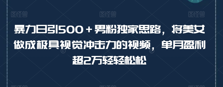 暴力日引500＋男粉独家思路，将美女做成极具视觉冲击力的视频，单月盈利超2万轻轻松松-全网第一网赚项目资源库-中赚网 & 中创网 & 冒泡网 & 福缘网 - 小本轻创业与优质加盟项目首选平台