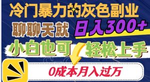 冷门暴利的副业项目，聊聊天就能日入300+，0成本月入过万【揭秘】-全网第一网赚项目资源库-中赚网 & 中创网 & 冒泡网 & 福缘网 - 小本轻创业与优质加盟项目首选平台