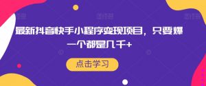 最新抖音快手小程序变现项目,只要爆一个都是几千+-全网第一网赚项目资源库-中赚网 & 中创网 & 冒泡网 & 福缘网 - 小本轻创业与优质加盟项目首选平台