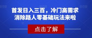 首发日入三百,冷门高需求消除路人零基础玩法来啦【揭秘】-全网第一网赚项目资源库-中赚网 & 中创网 & 冒泡网 & 福缘网 - 小本轻创业与优质加盟项目首选平台