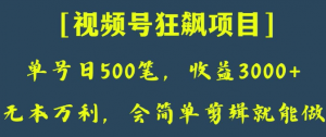 日收款500笔,纯利润3000+,视频号狂飙项目,会简单剪辑就能做【揭秘】-全网第一网赚项目资源库-中赚网 & 中创网 & 冒泡网 & 福缘网 - 小本轻创业与优质加盟项目首选平台