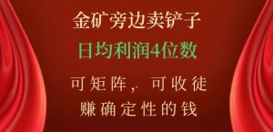 金矿旁边卖铲子,赚确定性的钱,可矩阵,可收徒,日均利润4位数【揭秘】-全网第一网赚项目资源库-中赚网 & 中创网 & 冒泡网 & 福缘网 - 小本轻创业与优质加盟项目首选平台