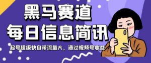 黑马赛道每日信息简讯,起号超级快自带流量大,通过视频号收益【揭秘】-全网第一网赚项目资源库-中赚网 & 中创网 & 冒泡网 & 福缘网 - 小本轻创业与优质加盟项目首选平台