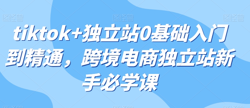 tiktok+独立站0基础入门到精通，跨境电商独立站新手必学课-全网第一网赚项目资源库-中赚网 & 中创网 & 冒泡网 & 福缘网 - 小本轻创业与优质加盟项目首选平台
