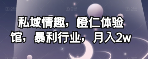 私域情趣,橙仁体验馆,暴利行业,月入2w【揭秘】-全网第一网赚项目资源库-中赚网 & 中创网 & 冒泡网 & 福缘网 - 小本轻创业与优质加盟项目首选平台