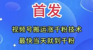全网首发:视频号无脑搬运涨千粉技术,最快当天到千粉【揭秘】-全网第一网赚项目资源库-中赚网 & 中创网 & 冒泡网 & 福缘网 - 小本轻创业与优质加盟项目首选平台