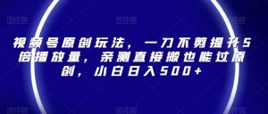 视频号原创玩法,一刀不剪提升5倍播放量,亲测直接搬也能过原创,小白日入500+【揭秘】-全网第一网赚项目资源库-中赚网 & 中创网 & 冒泡网 & 福缘网 - 小本轻创业与优质加盟项目首选平台