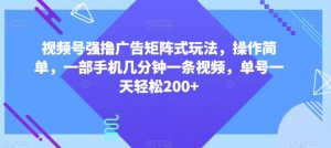 视频号强撸广告矩阵式玩法,操作简单,一部手机几分钟一条视频,单号一天轻松200+【揭秘】-全网第一网赚项目资源库-中赚网 & 中创网 & 冒泡网 & 福缘网 - 小本轻创业与优质加盟项目首选平台