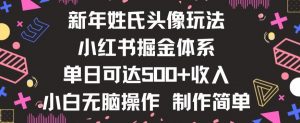 新年姓氏头像新玩法，小红书0-1搭建暴力掘金体系，小白日入500零花钱【揭秘】-全网第一网赚项目资源库-中赚网 & 中创网 & 冒泡网 & 福缘网 - 小本轻创业与优质加盟项目首选平台