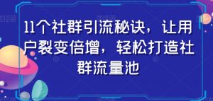 11个社群引流秘诀,让用户裂变倍增,轻松打造社群流量池-全网第一网赚项目资源库-中赚网 & 中创网 & 冒泡网 & 福缘网 - 小本轻创业与优质加盟项目首选平台