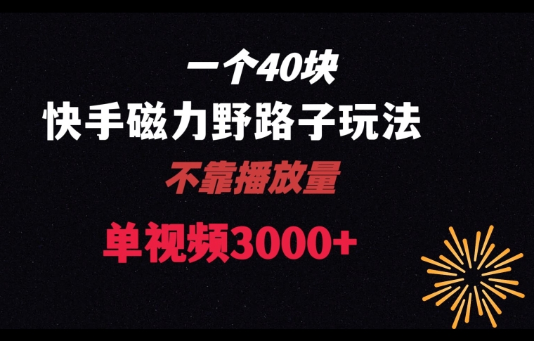 一个40块，快手联合美团磁力新玩法，无视机制野路子玩法，单视频收益4位数【揭秘】-全网第一网赚项目资源库-中赚网 & 中创网 & 冒泡网 & 福缘网 - 小本轻创业与优质加盟项目首选平台