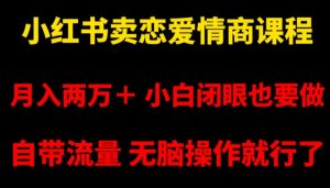 小红书卖恋爱情商课程,月入两万+,小白闭眼也要做,自带流量,无脑操作就行了【揭秘】-全网第一网赚项目资源库-中赚网 & 中创网 & 冒泡网 & 福缘网 - 小本轻创业与优质加盟项目首选平台