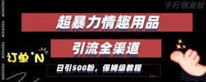 最新情趣项目引流全渠道,自带高流量,保姆级教程,轻松破百单,日引500+粉【揭秘】-全网第一网赚项目资源库-中赚网 & 中创网 & 冒泡网 & 福缘网 - 小本轻创业与优质加盟项目首选平台