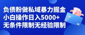 负债粉私域暴力掘金，小白操作入5000，无经验限制，无条件限制【揭秘】-全网第一网赚项目资源库-中赚网 & 中创网 & 冒泡网 & 福缘网 - 小本轻创业与优质加盟项目首选平台