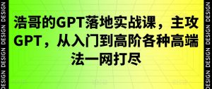 浩哥的GPT落地实战课,主攻GPT,从入门到高阶各种高端法一网打尽-全网第一网赚项目资源库-中赚网 & 中创网 & 冒泡网 & 福缘网 - 小本轻创业与优质加盟项目首选平台