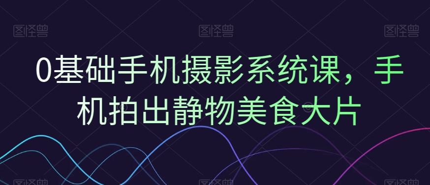 0基础手机摄影系统课，手机拍出静物美食大片-全网第一网赚项目资源库-中赚网 & 中创网 & 冒泡网 & 福缘网 - 小本轻创业与优质加盟项目首选平台