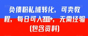 负债粉私域转化,可卖教程,每日可入2000+,无需经验(包含资料)【揭秘】-全网第一网赚项目资源库-中赚网 & 中创网 & 冒泡网 & 福缘网 - 小本轻创业与优质加盟项目首选平台