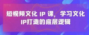 短视频文化IP课,学习文化IP打造的底层逻辑-全网第一网赚项目资源库-中赚网 & 中创网 & 冒泡网 & 福缘网 - 小本轻创业与优质加盟项目首选平台