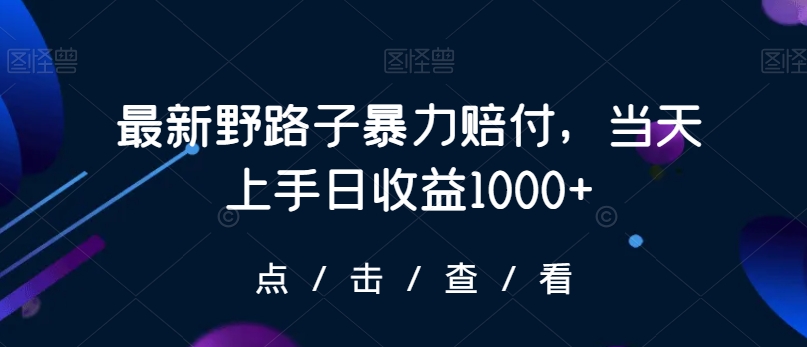 最新野路子暴力赔付，当天上手日收益1000+【仅揭秘】-全网第一网赚项目资源库-中赚网 & 中创网 & 冒泡网 & 福缘网 - 小本轻创业与优质加盟项目首选平台