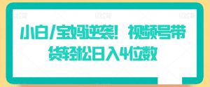 小白/宝妈逆袭!视频号带货轻松日入4位数【揭秘】-全网第一网赚项目资源库-中赚网 & 中创网 & 冒泡网 & 福缘网 - 小本轻创业与优质加盟项目首选平台