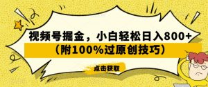 视频号掘金,小白轻松日入800+(附100%过原创技巧)【揭秘】-全网第一网赚项目资源库-中赚网 & 中创网 & 冒泡网 & 福缘网 - 小本轻创业与优质加盟项目首选平台