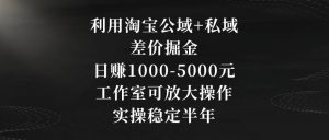 利用淘宝公域+私域差价掘金,日赚1000-5000元,工作室可放大操作,实操稳定半年【揭秘】-全网第一网赚项目资源库-中赚网 & 中创网 & 冒泡网 & 福缘网 - 小本轻创业与优质加盟项目首选平台
