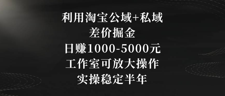 利用淘宝公域+私域差价掘金，日赚1000-5000元，工作室可放大操作，实操稳定半年【揭秘】-全网第一网赚项目资源库-中赚网 & 中创网 & 冒泡网 & 福缘网 - 小本轻创业与优质加盟项目首选平台