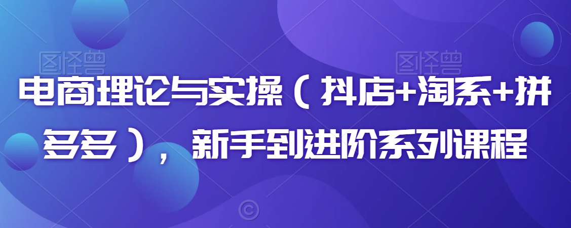 电商理论与实操（抖店+淘系+拼多多），新手到进阶系列课程-全网第一网赚项目资源库-中赚网 & 中创网 & 冒泡网 & 福缘网 - 小本轻创业与优质加盟项目首选平台