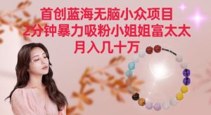 首创蓝海无脑小众项目,2分钟暴力吸粉小姐姐富太太,月入几十万【揭秘】-全网第一网赚项目资源库-中赚网 & 中创网 & 冒泡网 & 福缘网 - 小本轻创业与优质加盟项目首选平台