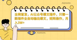 全网首发，AI公众号爆文插件，只需一款插件全自动输出爆文，矩阵操作，月入3W+【揭秘】-全网第一网赚项目资源库-中赚网 & 中创网 & 冒泡网 & 福缘网 - 小本轻创业与优质加盟项目首选平台