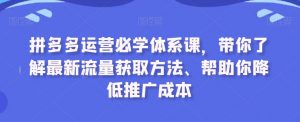 拼多多运营必学体系课,带你了解最新流量获取方法、帮助你降低推广成本-全网第一网赚项目资源库-中赚网 & 中创网 & 冒泡网 & 福缘网 - 小本轻创业与优质加盟项目首选平台