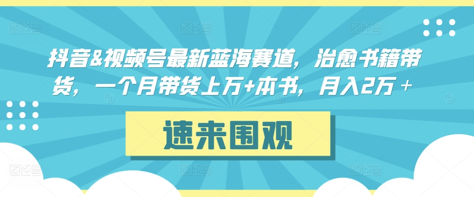 抖音&视频号最新蓝海赛道，治愈书籍带货，一个月带货上万+本书，月入2万＋【揭秘】-全网第一网赚项目资源库-中赚网 & 中创网 & 冒泡网 & 福缘网 - 小本轻创业与优质加盟项目首选平台