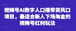 视频号AI数字人口播带货风口项目,最适合新人下场淘金的视频号红利玩法-全网第一网赚项目资源库-中赚网 & 中创网 & 冒泡网 & 福缘网 - 小本轻创业与优质加盟项目首选平台