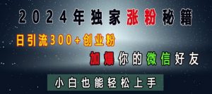 2024年独家涨粉秘籍,日引流300+创业粉,加爆你的微信好友,小白也能轻松上手-全网第一网赚项目资源库-中赚网 & 中创网 & 冒泡网 & 福缘网 - 小本轻创业与优质加盟项目首选平台