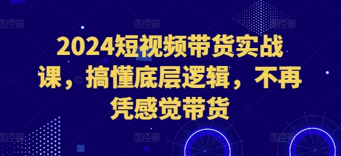 2024短视频带货实战课，搞懂底层逻辑，不再凭感觉带货-全网第一网赚项目资源库-中赚网 & 中创网 & 冒泡网 & 福缘网 - 小本轻创业与优质加盟项目首选平台