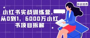 小红书实战训练营,从0到1,6000万小红书项目拆解-全网第一网赚项目资源库-中赚网 & 中创网 & 冒泡网 & 福缘网 - 小本轻创业与优质加盟项目首选平台