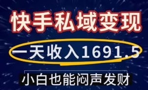 一天收入1691.5,快手私域变现,小白也能闷声发财-全网第一网赚项目资源库-中赚网 & 中创网 & 冒泡网 & 福缘网 - 小本轻创业与优质加盟项目首选平台