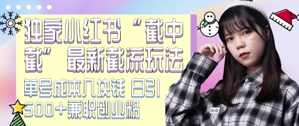 最新小红书截流玩法 独家截中截 单号成本几块钱 日引500+CY粉JZ粉-全网第一网赚项目资源库-中赚网 & 中创网 & 冒泡网 & 福缘网 - 小本轻创业与优质加盟项目首选平台