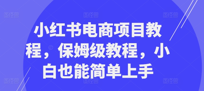 小红书电商项目教程，保姆级教程，小白也能简单上手-全网第一网赚项目资源库-中赚网 & 中创网 & 冒泡网 & 福缘网 - 小本轻创业与优质加盟项目首选平台