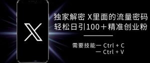 独家解密 X 里面的流量密码,复制粘贴轻松日引100+-全网第一网赚项目资源库-中赚网 & 中创网 & 冒泡网 & 福缘网 - 小本轻创业与优质加盟项目首选平台