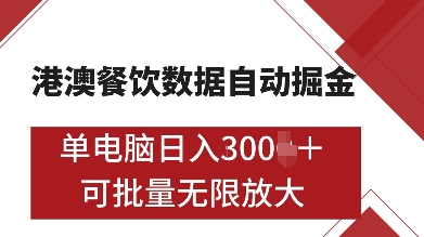 港澳餐饮数据全自动掘金，单电脑日入多张, 可矩阵批量无限操作【揭秘】-全网第一网赚项目资源库-中赚网 & 中创网 & 冒泡网 & 福缘网 - 小本轻创业与优质加盟项目首选平台