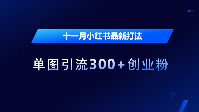 十一月小红书最新打法，单图引流300+创业粉【揭秘】-全网第一网赚项目资源库-中赚网 & 中创网 & 冒泡网 & 福缘网 - 小本轻创业与优质加盟项目首选平台