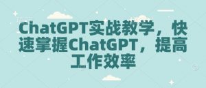 ChatGPT实战教学,快速掌握ChatGPT,提高工作效率-全网第一网赚项目资源库-中赚网 & 中创网 & 冒泡网 & 福缘网 - 小本轻创业与优质加盟项目首选平台
