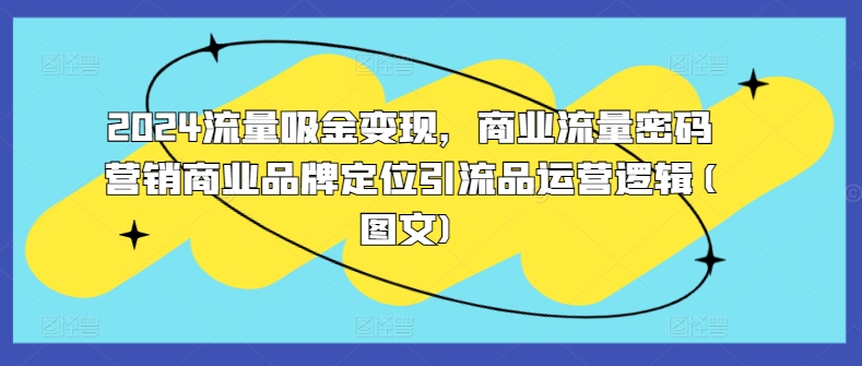 2024流量吸金变现，商业流量密码营销商业品牌定位引流品运营逻辑(图文)-全网第一网赚项目资源库-中赚网 & 中创网 & 冒泡网 & 福缘网 - 小本轻创业与优质加盟项目首选平台