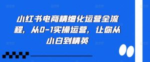 小红书电商精细化运营全流程,从0-1实操运营,让你从小白到精英-全网第一网赚项目资源库-中赚网 & 中创网 & 冒泡网 & 福缘网 - 小本轻创业与优质加盟项目首选平台