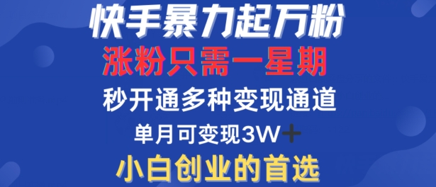 快手暴力起万粉，涨粉只需一星期，多种变现模式，直接秒开万合，单月变现过W【揭秘】-全网第一网赚项目资源库-中赚网 & 中创网 & 冒泡网 & 福缘网 - 小本轻创业与优质加盟项目首选平台