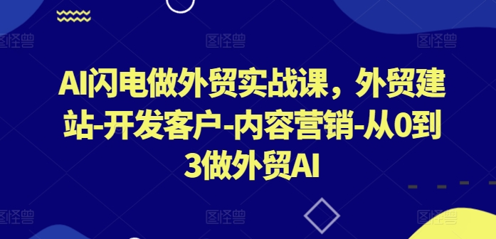 AI闪电做外贸实战课，​外贸建站-开发客户-内容营销-从0到3做外贸AI（更新）-全网第一网赚项目资源库-中赚网 & 中创网 & 冒泡网 & 福缘网 - 小本轻创业与优质加盟项目首选平台