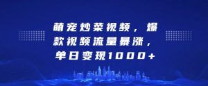 萌宠炒菜视频,爆款视频流量暴涨,单日变现1k-全网第一网赚项目资源库-中赚网 & 中创网 & 冒泡网 & 福缘网 - 小本轻创业与优质加盟项目首选平台