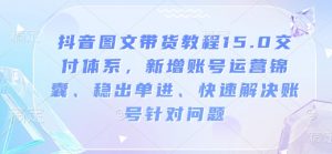 抖音图文带货教程15.0交付体系,新增账号运营锦囊、稳出单进、快速解决账号针对问题-全网第一网赚项目资源库-中赚网 & 中创网 & 冒泡网 & 福缘网 - 小本轻创业与优质加盟项目首选平台
